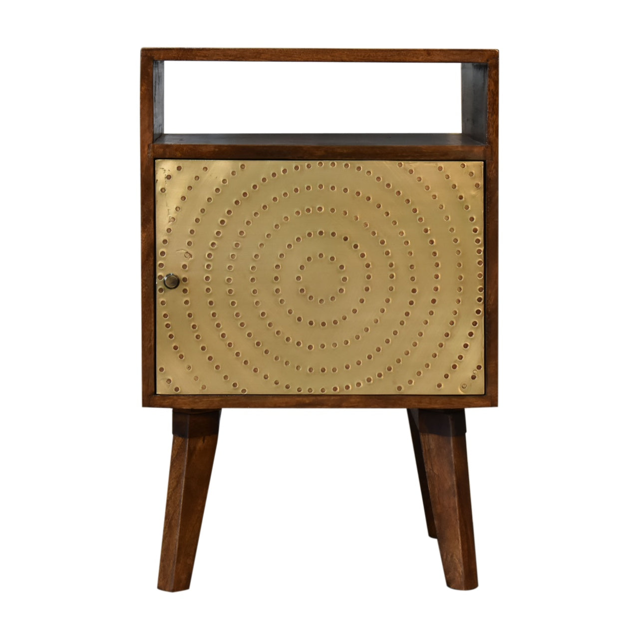 Perouges Bedside Table Cut-Out Dotted Brass Door