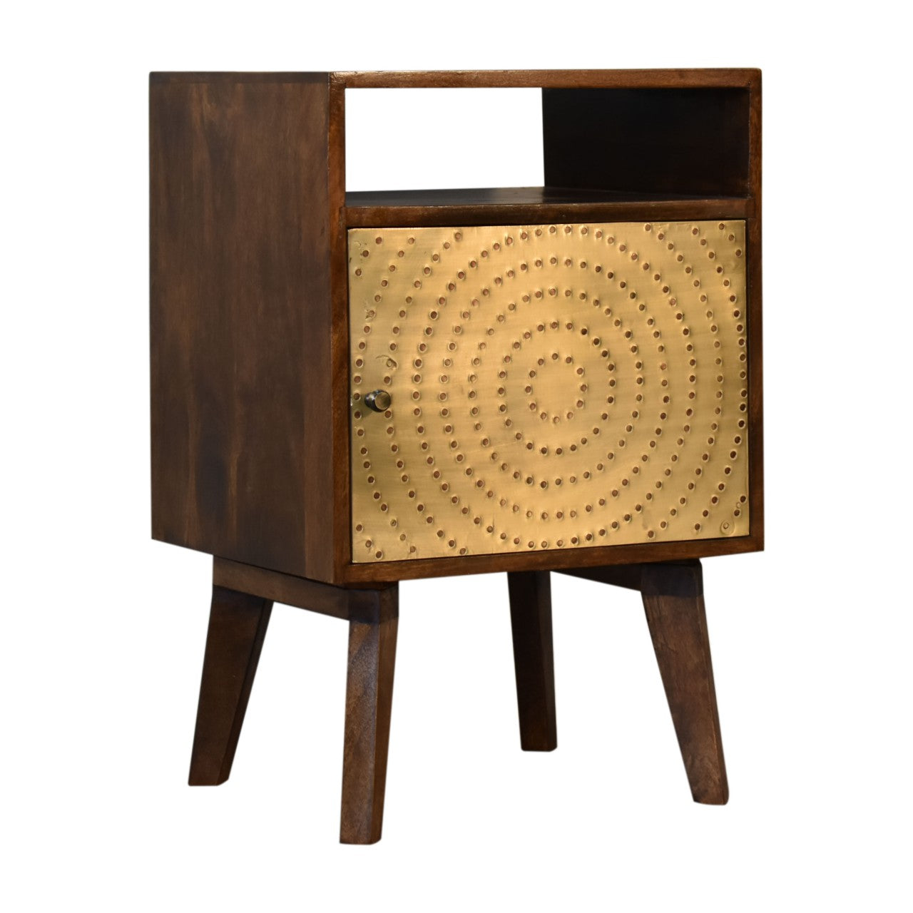 Perouges Bedside Table Cut-Out Dotted Brass Door