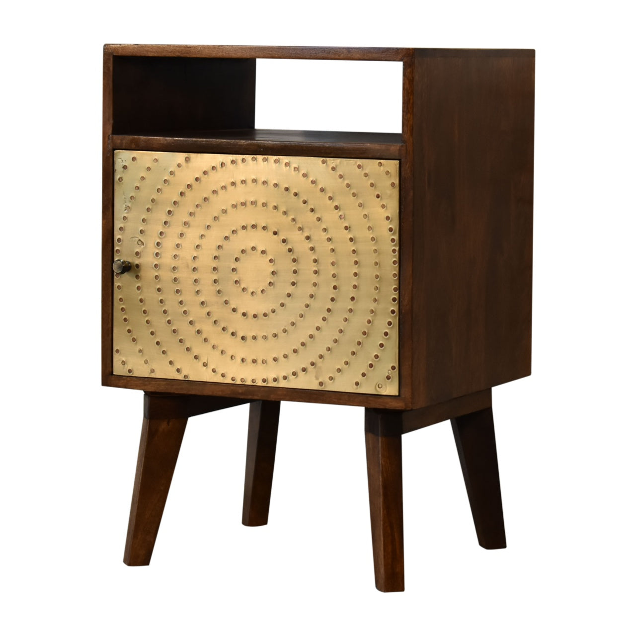 Perouges Bedside Table Cut-Out Dotted Brass Door