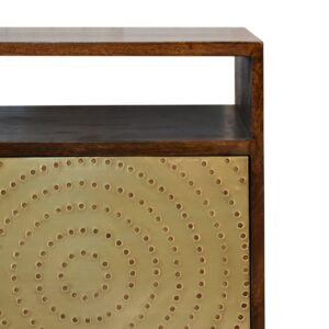 Perouges Bedside Table Cut-Out Dotted Brass Door