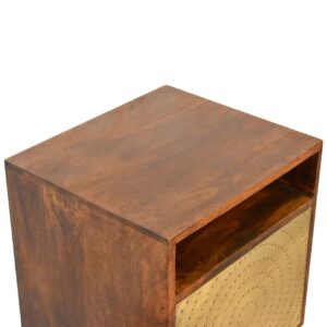 Perouges Bedside Table Cut-Out Dotted Brass Door