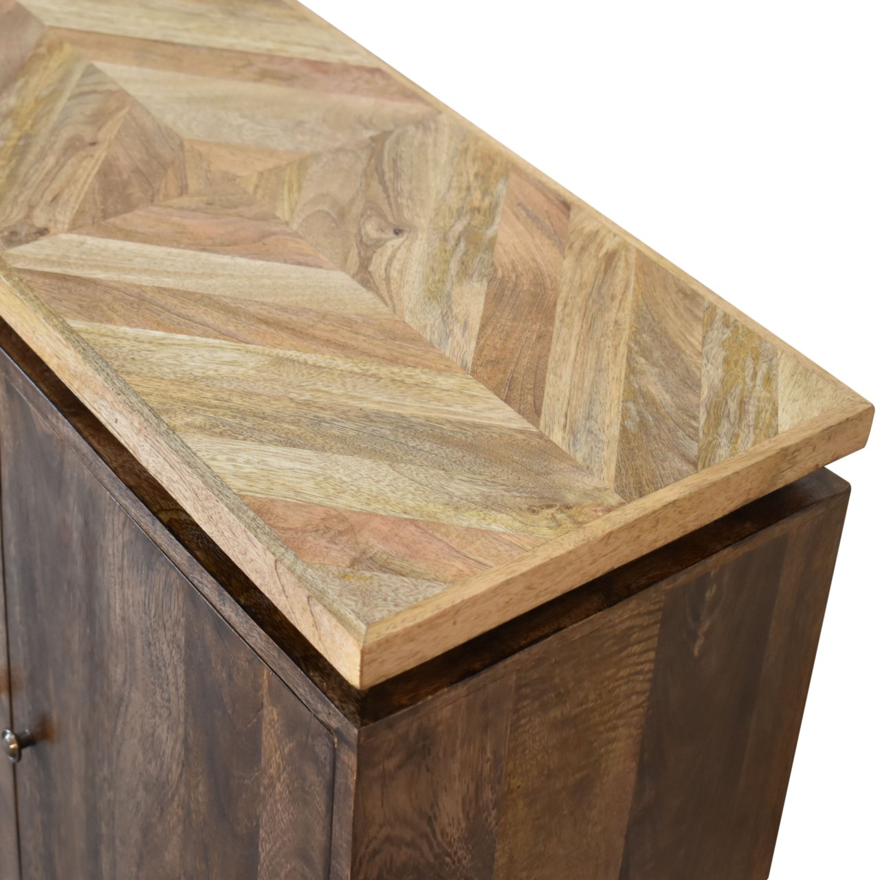 Giverny 2 tone Wooden Platform Storage Cabinet with Doors