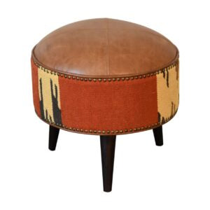 Positano Durrie and Buffalo Leather Footstool