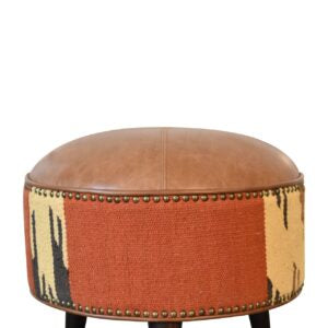 Positano Durrie and Buffalo Leather Footstool