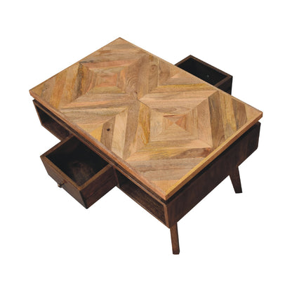 Arezzo Classic Granary Coffee Table 2 Drawers with Brass Detail
