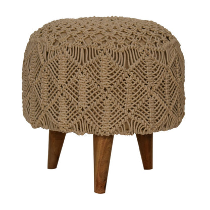 Como Boho Cotton Crotchet Beige Footstool