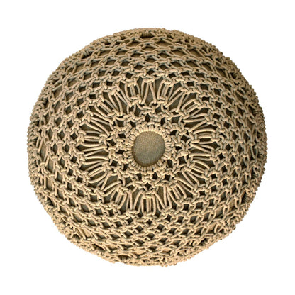 Como Boho Cotton Crotchet Beige Footstool