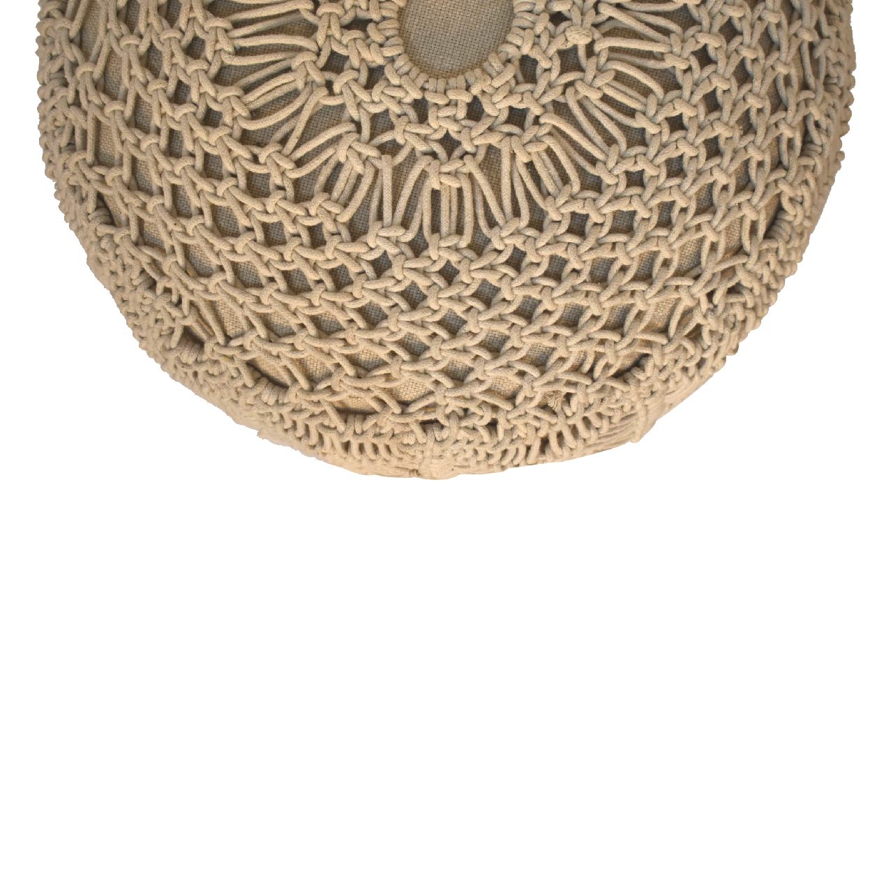 Como Boho Cotton Crotchet Beige Footstool