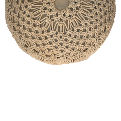 Como Boho Cotton Crotchet Beige Footstool