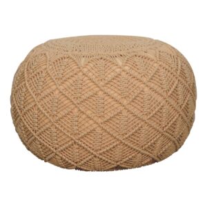 Sperlonga Hand Knitted Macrame Soft Mustard Pouffe