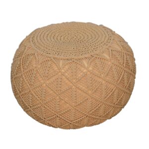 Sperlonga Hand Knitted Macrame Soft Mustard Pouffe
