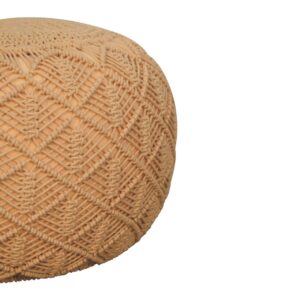 Sperlonga Hand Knitted Macrame Soft Mustard Pouffe