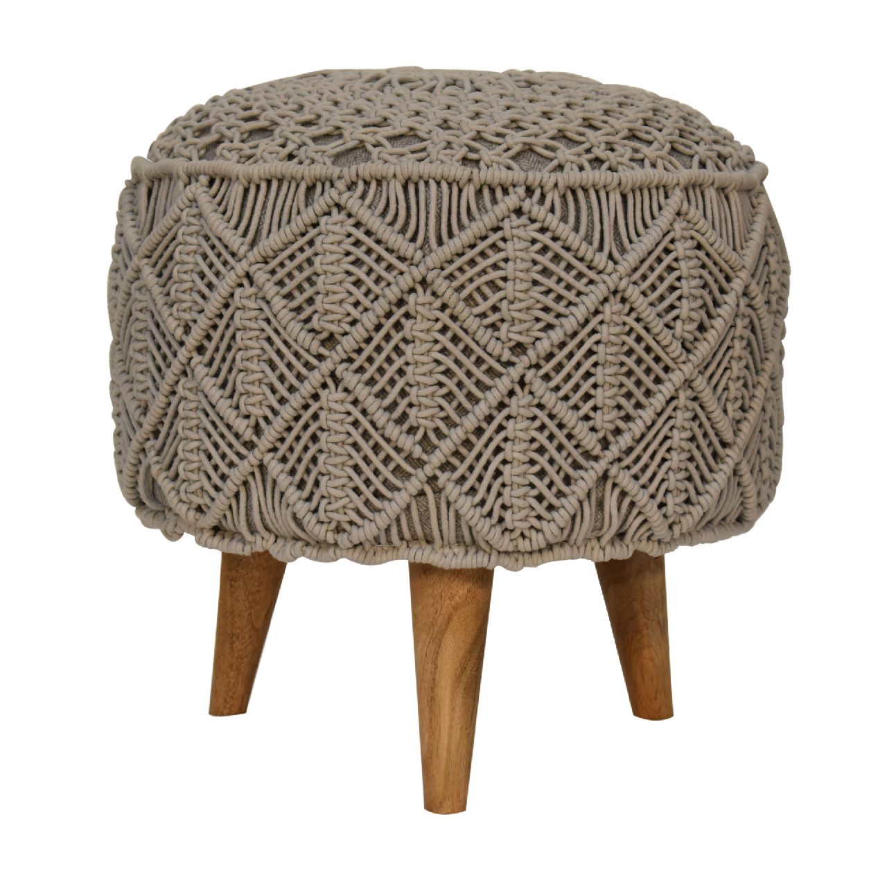 Como Boho Cotton Crotchet Grey Footstool