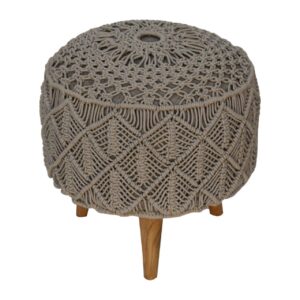 Como Boho Cotton Crotchet Grey Footstool