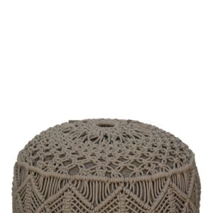 Como Boho Cotton Crotchet Grey Footstool