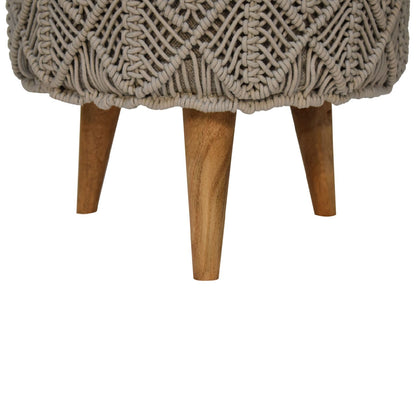 Como Boho Cotton Crotchet Grey Footstool