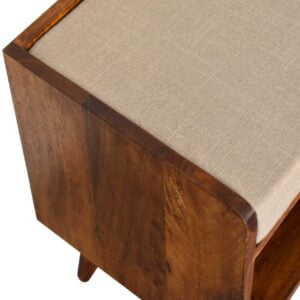 Wye Mud Linen and Mango Wood Nordic Storage Bench