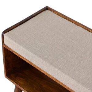 Wye Mud Linen and Mango Wood Nordic Storage Bench