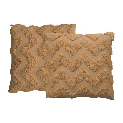Set of 2 Rimini Soft Mustard Zig-Zag Cushion
