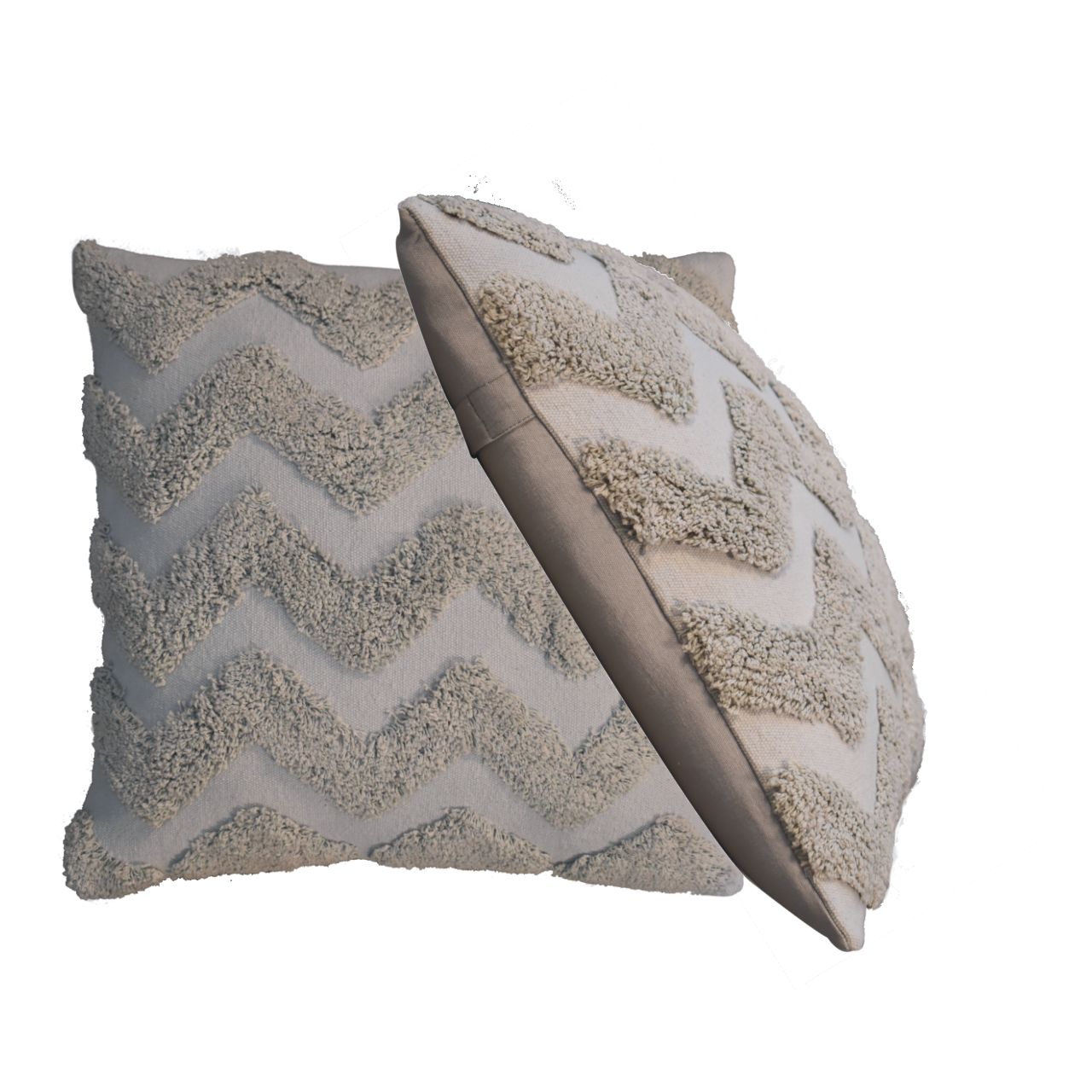 Set of 2 Nopparat Natural Grey Zig-Zag Cushion
