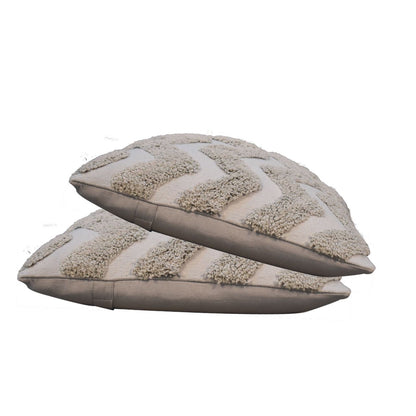 Set of 2 Nopparat Natural Grey Zig-Zag Cushion