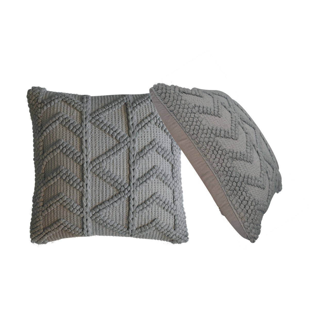 Set of 2 Snowshill Grey Zig Zag Handwoven Cushions Covers