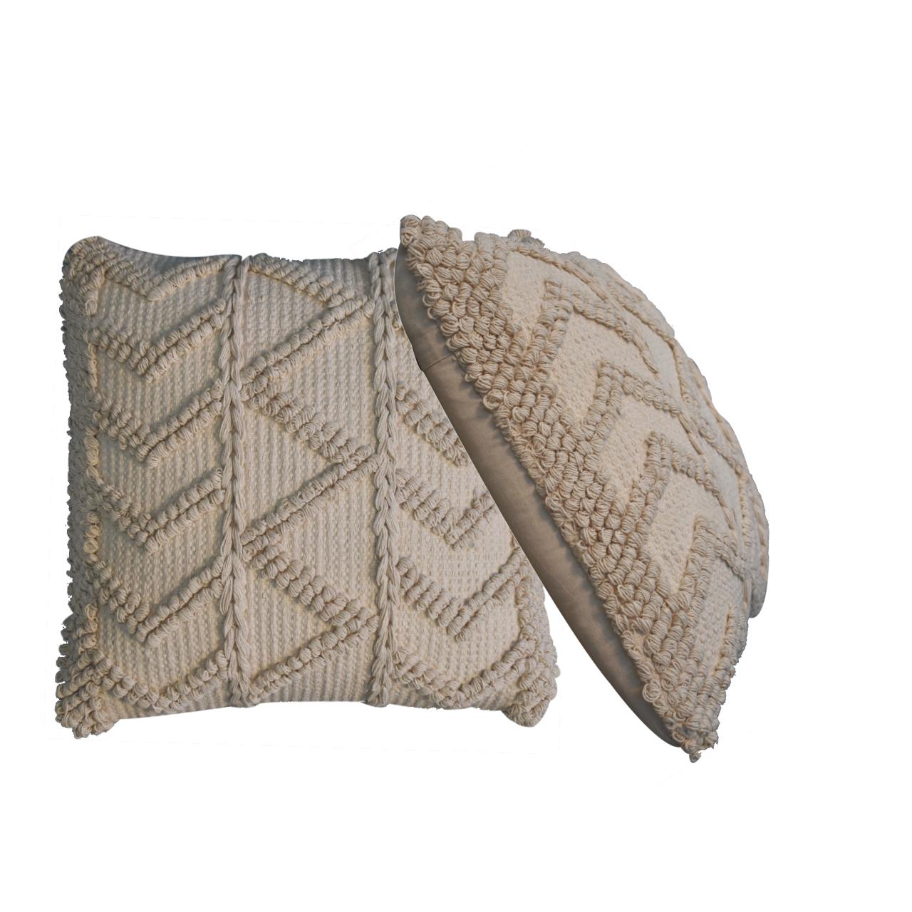 Set of 2 Snowshill Cream Zig Zag Handwoven Cushion Covers