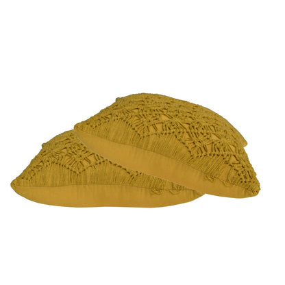 Set of 2 Hautvillers Mustard Hanwoven Cushion Covers