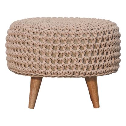 Mantua Beige Hand Woven Oblong Footstool
