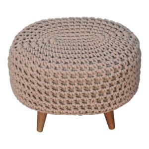 Mantua Beige Hand Woven Oblong Footstool