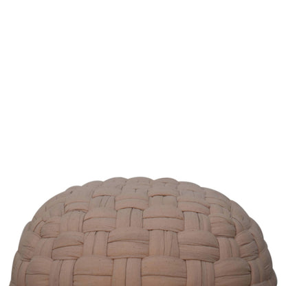 Noto Tube Cream Cotton Hand Knitted Pouffe