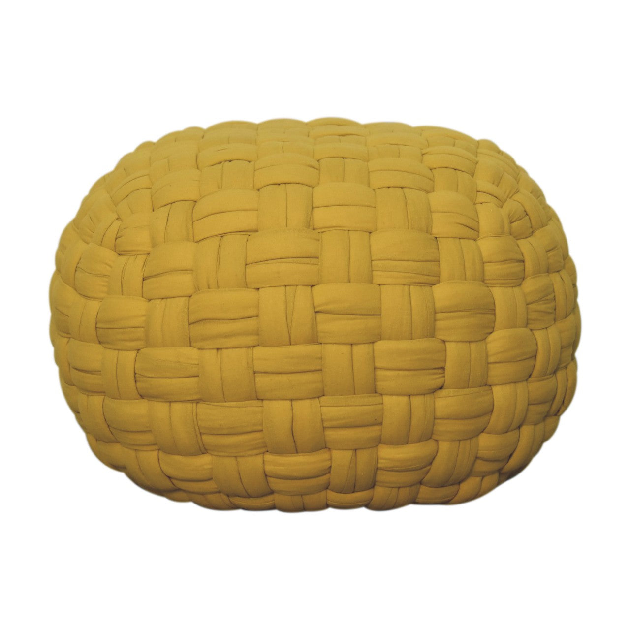 Lucca Yellow Mustard Cotton Weave Tube Pouffe