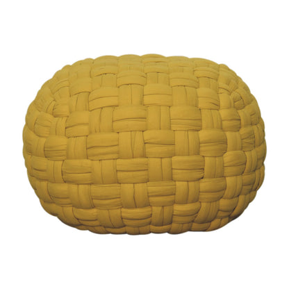 Lucca Yellow Mustard Cotton Weave Tube Pouffe