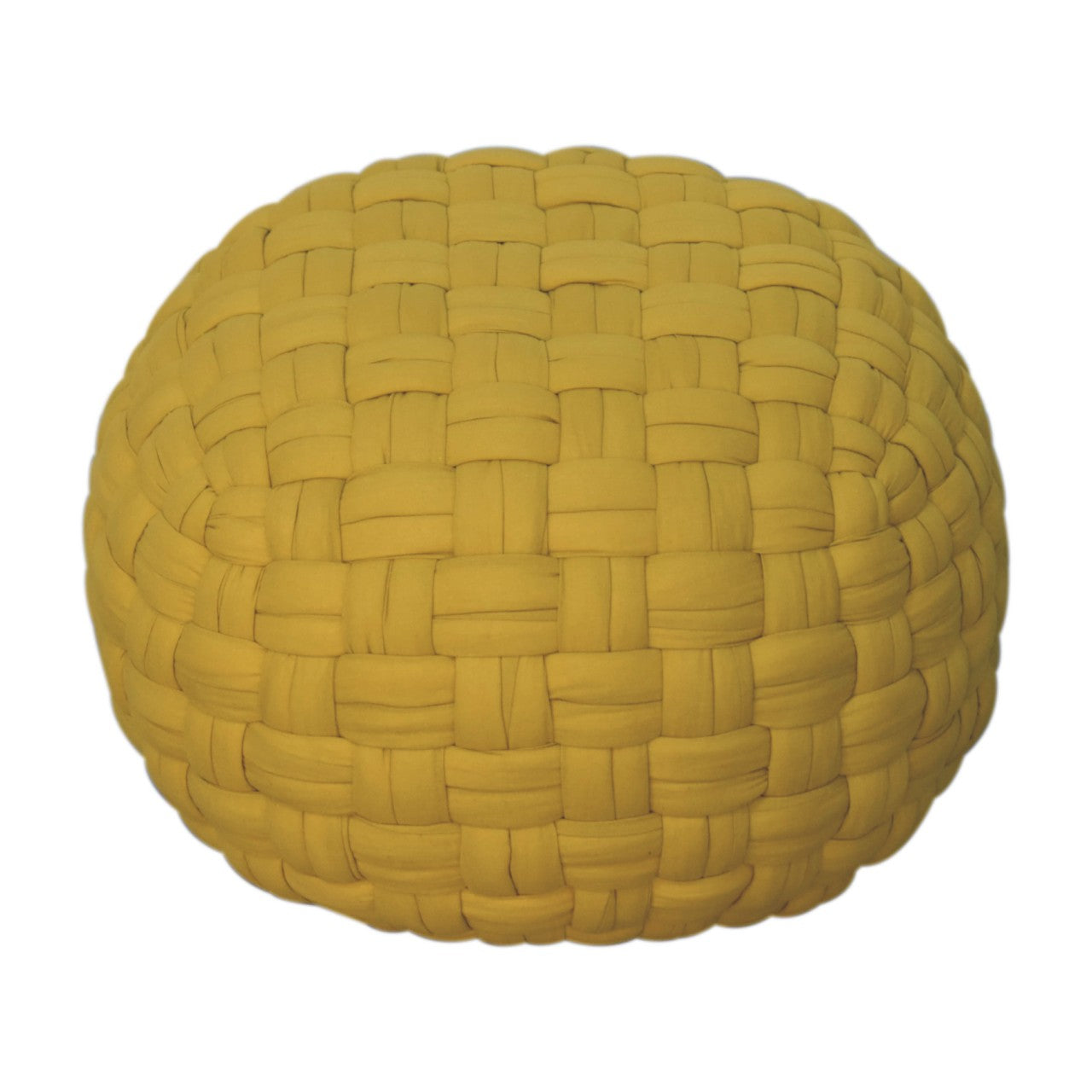 Lucca Yellow Mustard Cotton Weave Tube Pouffe