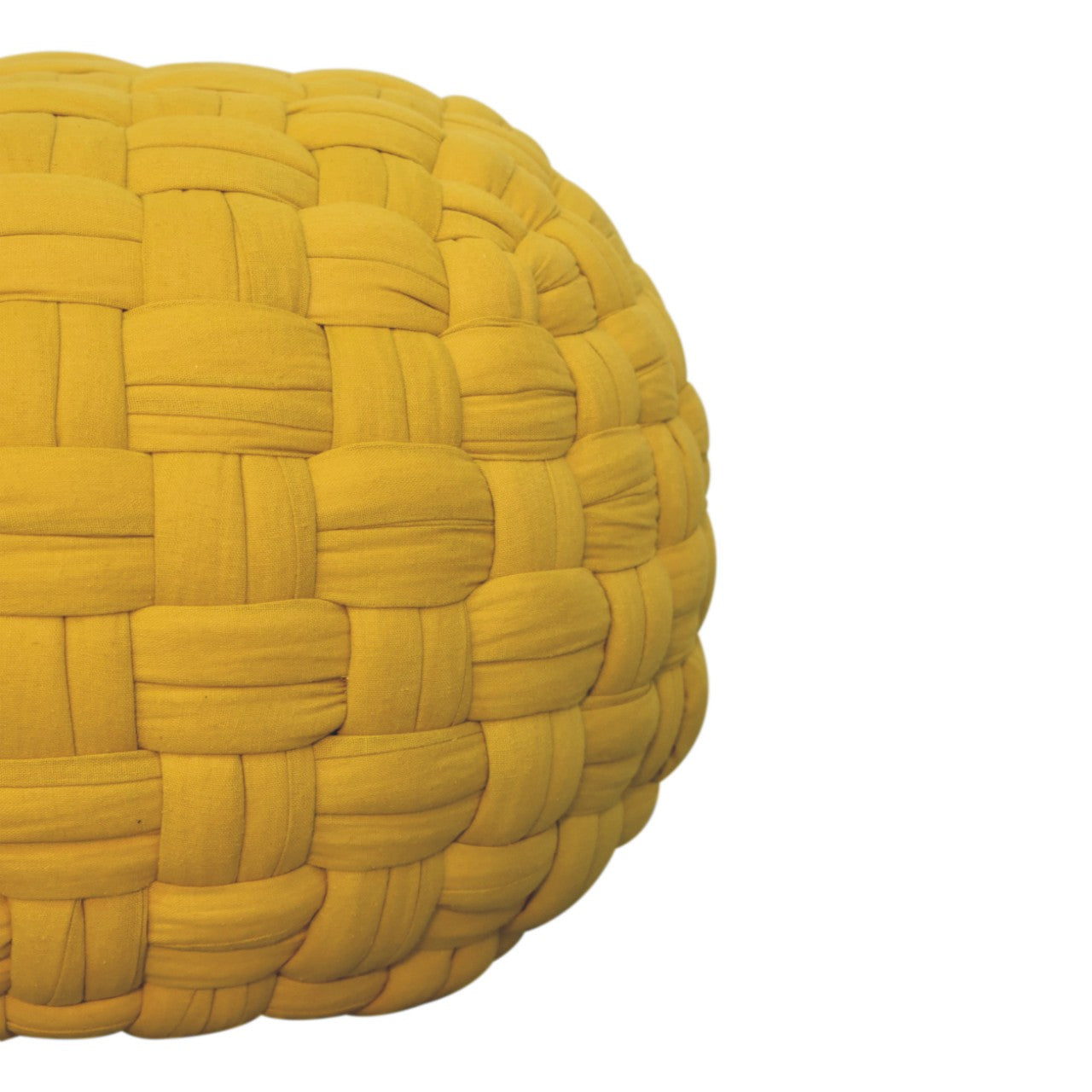 Lucca Yellow Mustard Cotton Weave Tube Pouffe