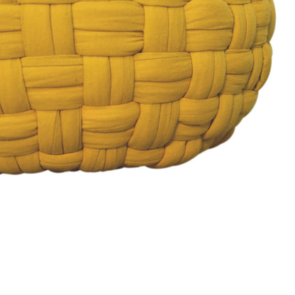 Lucca Yellow Mustard Cotton Weave Tube Pouffe