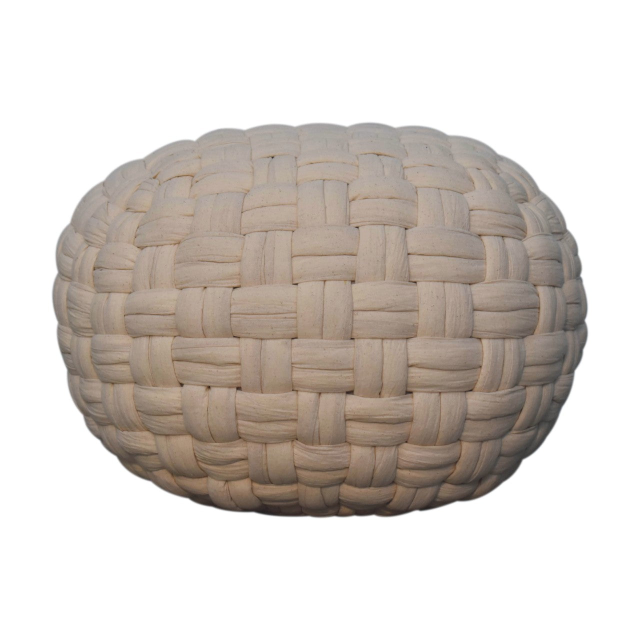 Lucca White Cotton Weave Tube Pouffe