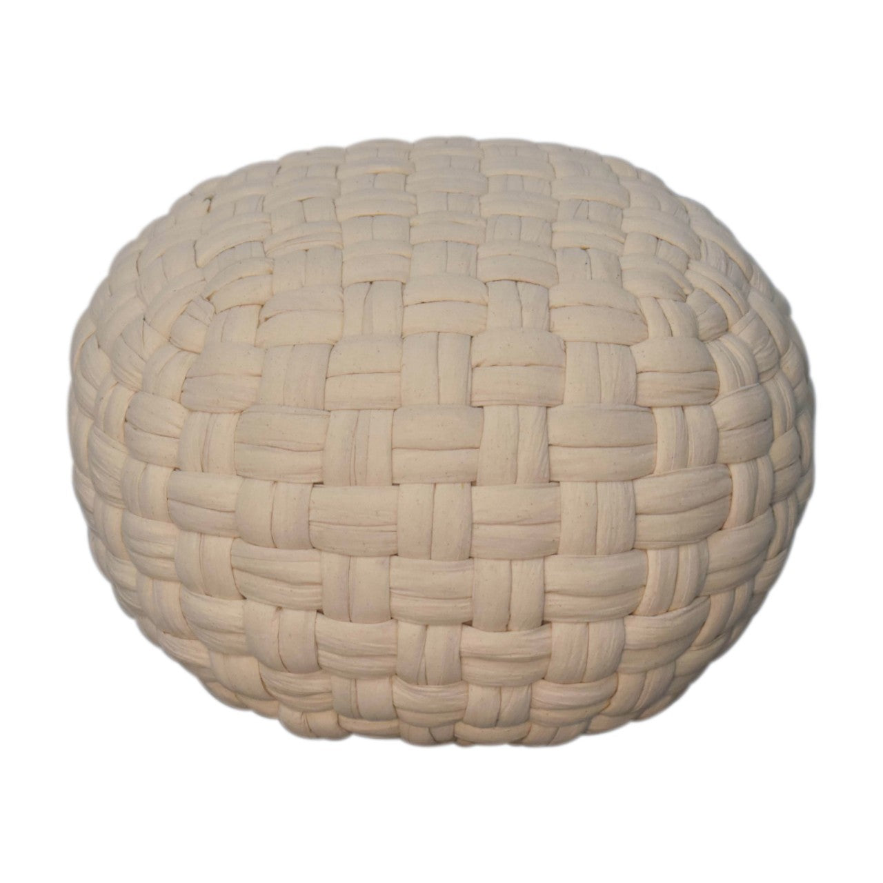 Lucca White Cotton Weave Tube Pouffe