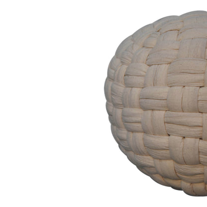Lucca White Cotton Weave Tube Pouffe