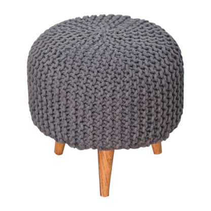Bergamo Woven Grey Round Footstool