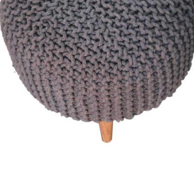 Bergamo Woven Grey Round Footstool
