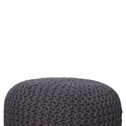 Bergamo Woven Grey Round Footstool