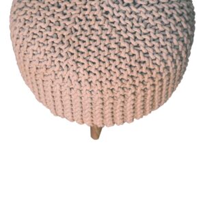 Mantua Beige Woven Round Footstool