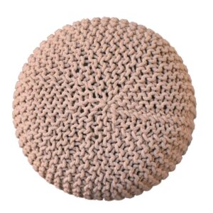 Mantua Beige Woven Round Footstool