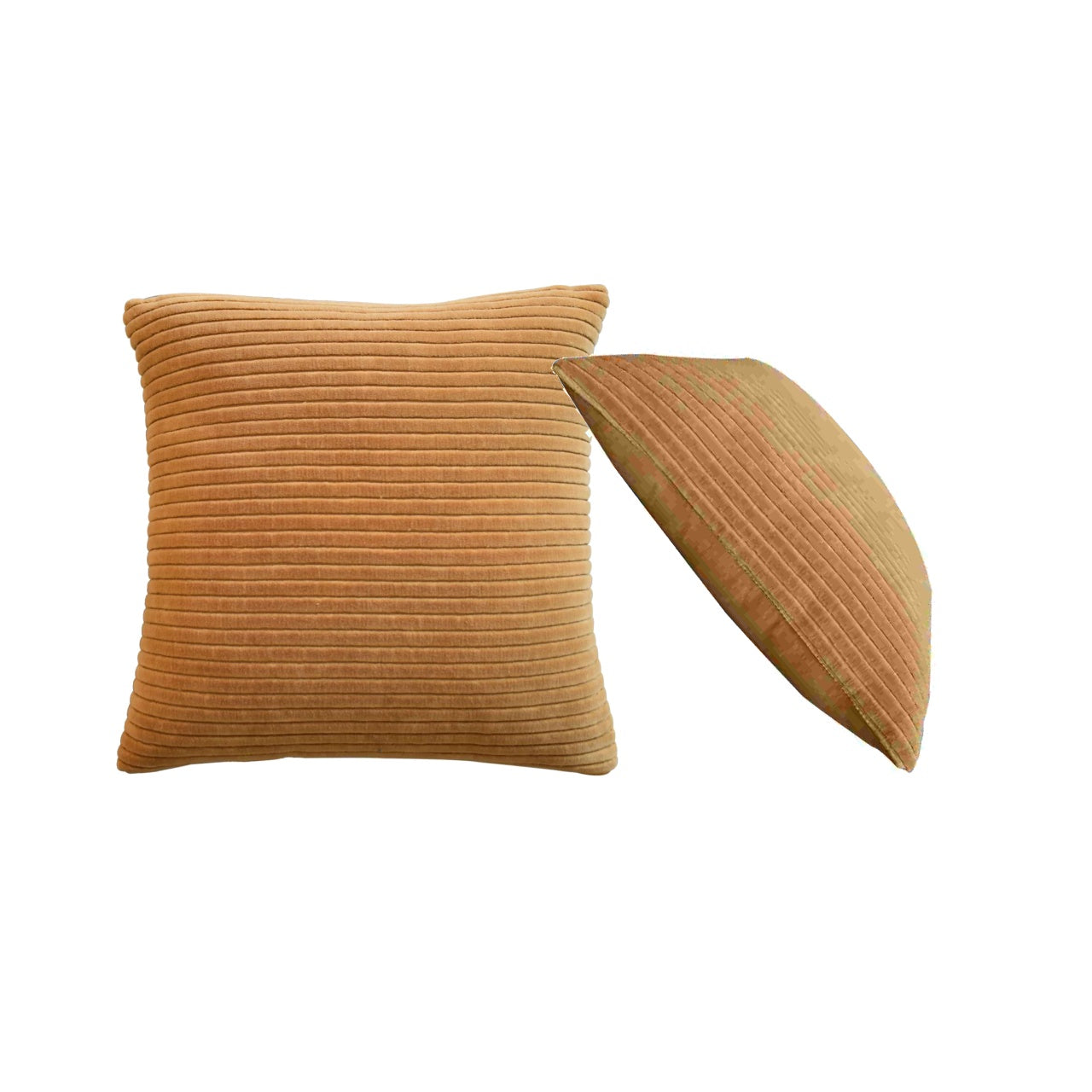 Set of 2 La Roque Ribbed Mustard Cotton Cushion