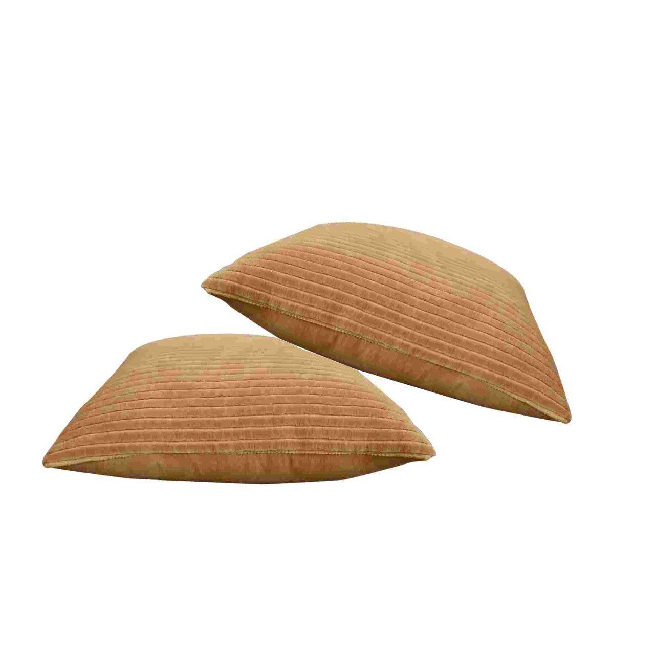 Set of 2 La Roque Ribbed Mustard Cotton Cushion