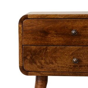 Ostuni Curved Mango Wood Chestnut Bedside Table 2 Drawers