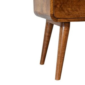 Ostuni Curved Mango Wood Chestnut Bedside Table 2 Drawers