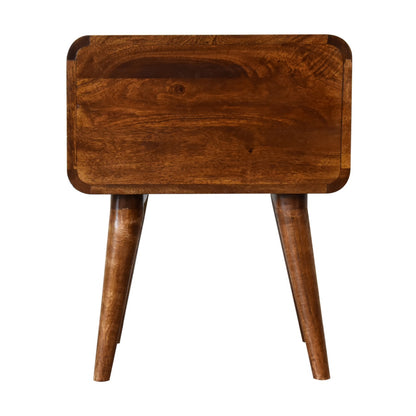 Ostuni Curved Mango Wood Chestnut Bedside Table 2 Drawers