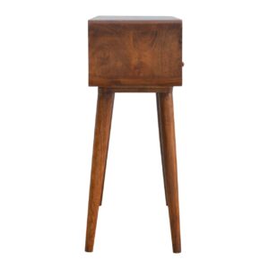 Ostuni Curved Mango Wood Chestnut Console Table 2 Drawers Open Shelf